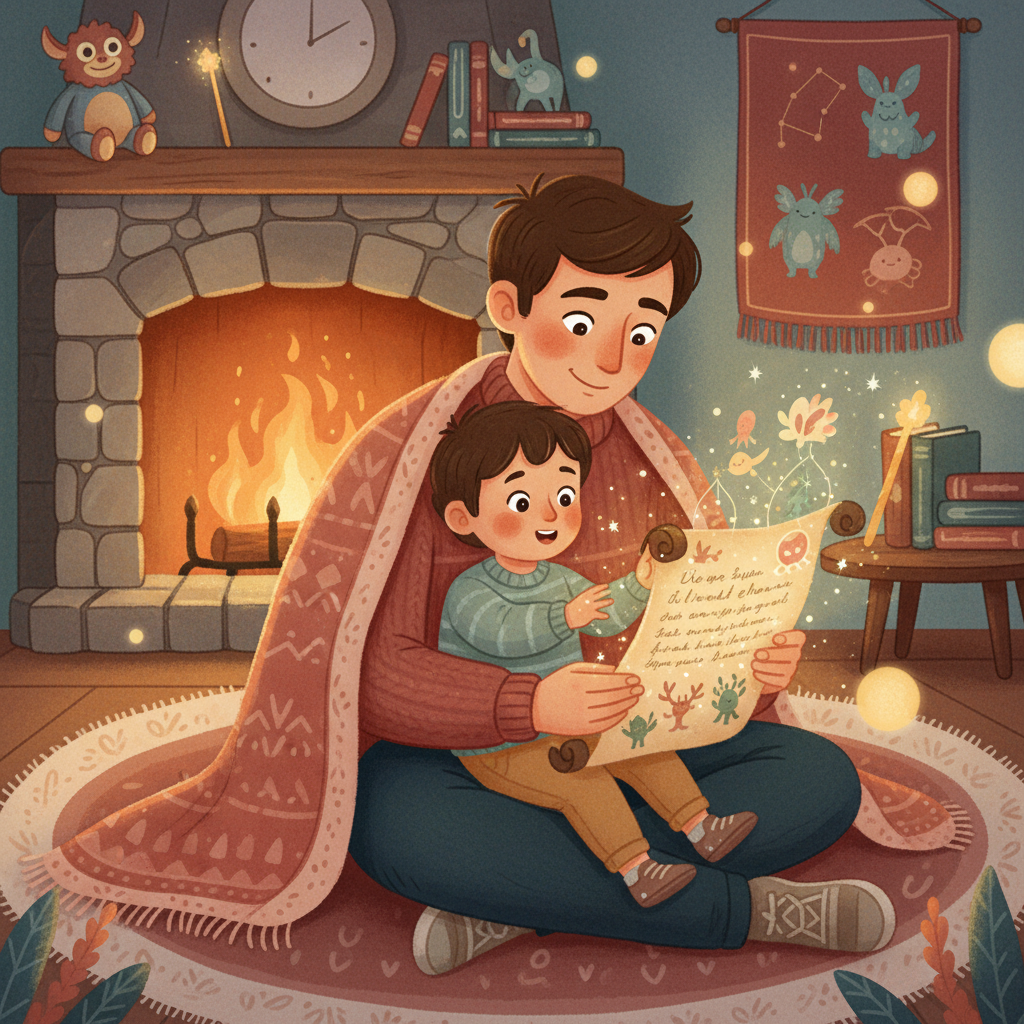 Family enjoying magical letter tradition together - Illustration for Leprechaun Letter for Classroom Parties: Teacher's Guide