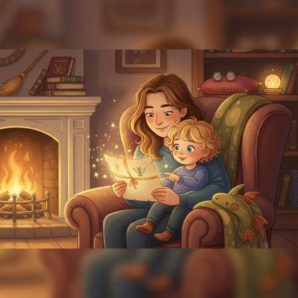 Family enjoying magical letter tradition together - Illustration for Personalized Student Letters from Class Mascot: A Guide