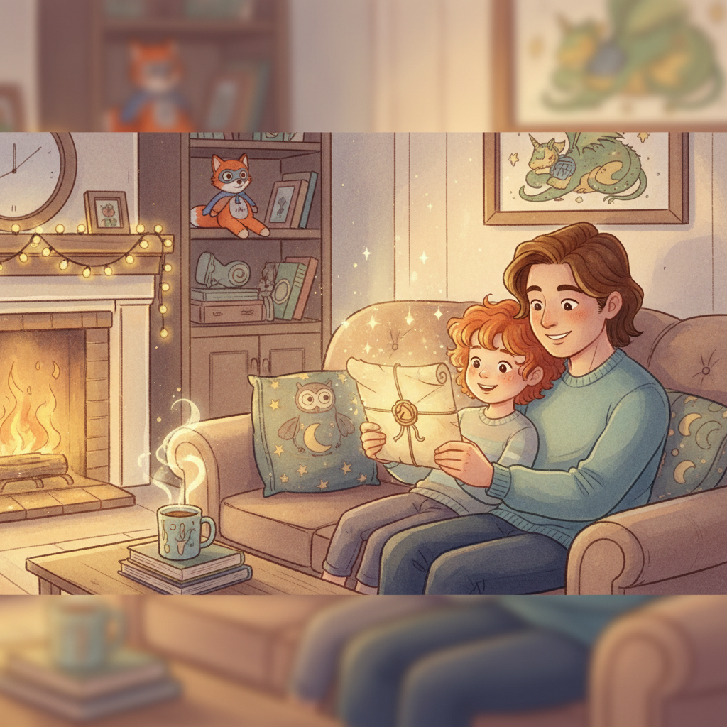 Family enjoying magical letter tradition together - Illustration for Reading Incentive Letters That Transform Classroom Programs