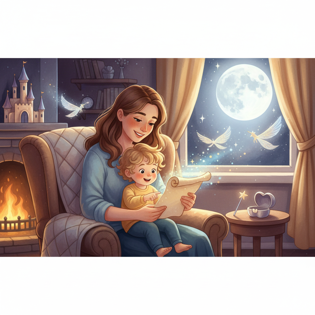 Family enjoying magical letter tradition together - Illustration for Tooth Fairy Letter When Child Swallowed Tooth (Free)