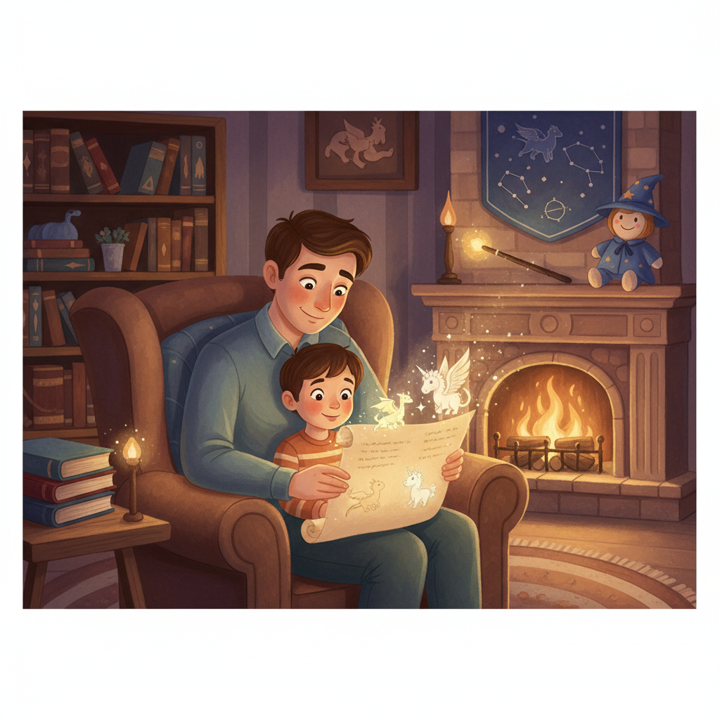 Family enjoying magical letter tradition together - Illustration for Tooth Fairy Letters That Make Brushing Fun & Effective