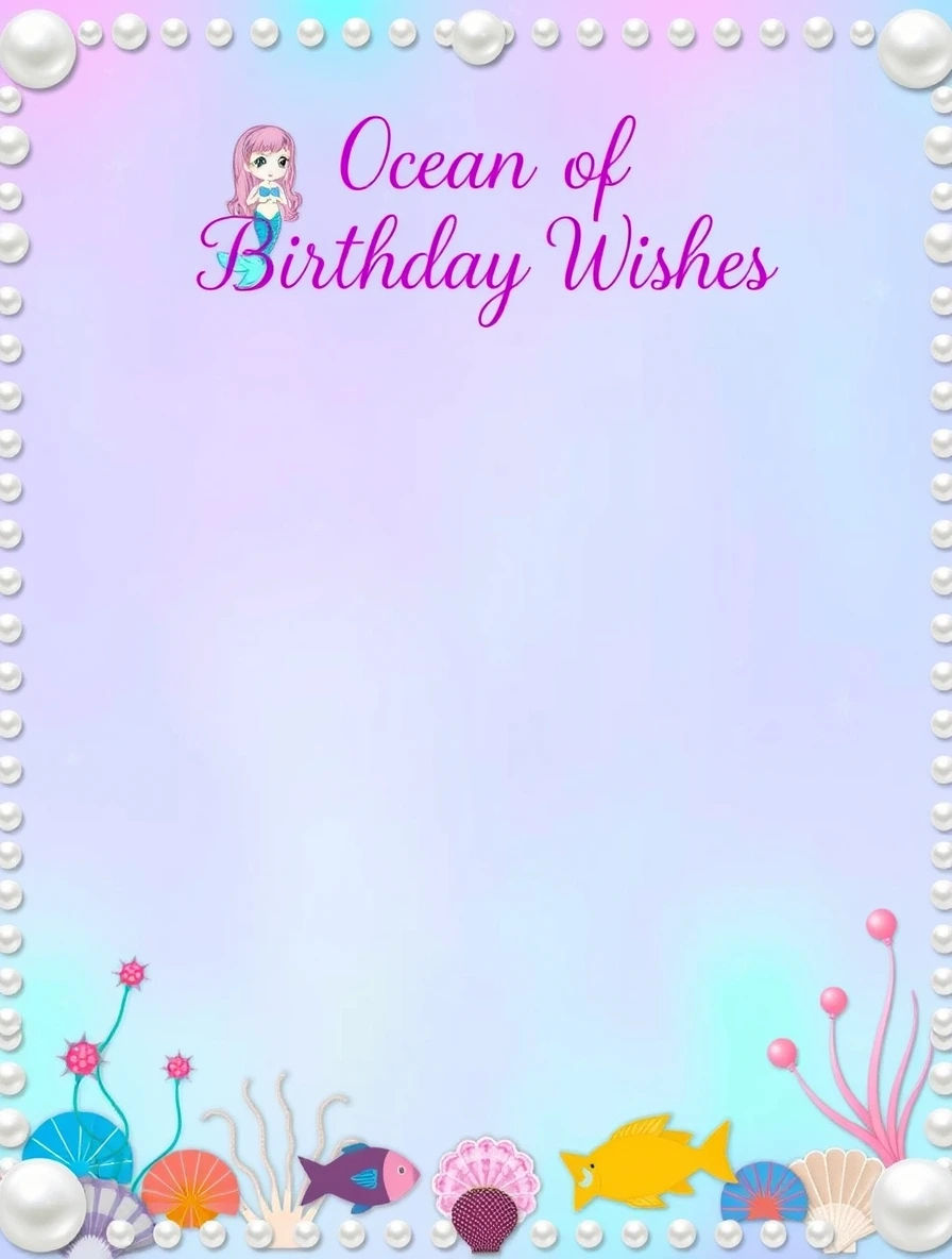 Anime Style Mermaid Birthday Border — Birthday Letter template