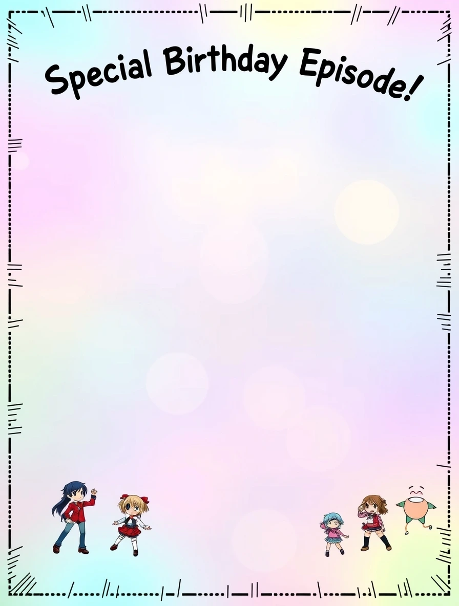 Colorful Anime Friends Birthday Celebration — Birthday Letter template
