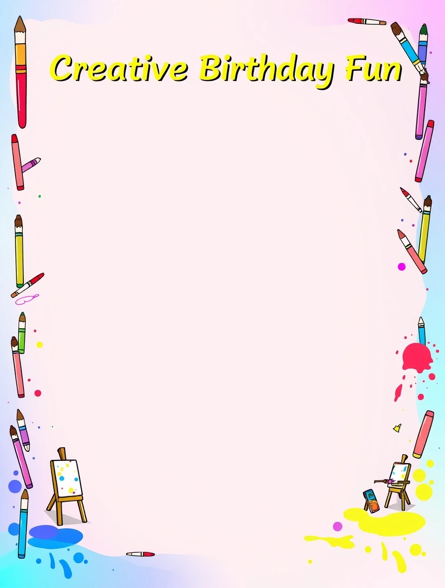 Colorful Art Supplies Birthday Frame — Birthday Letter template