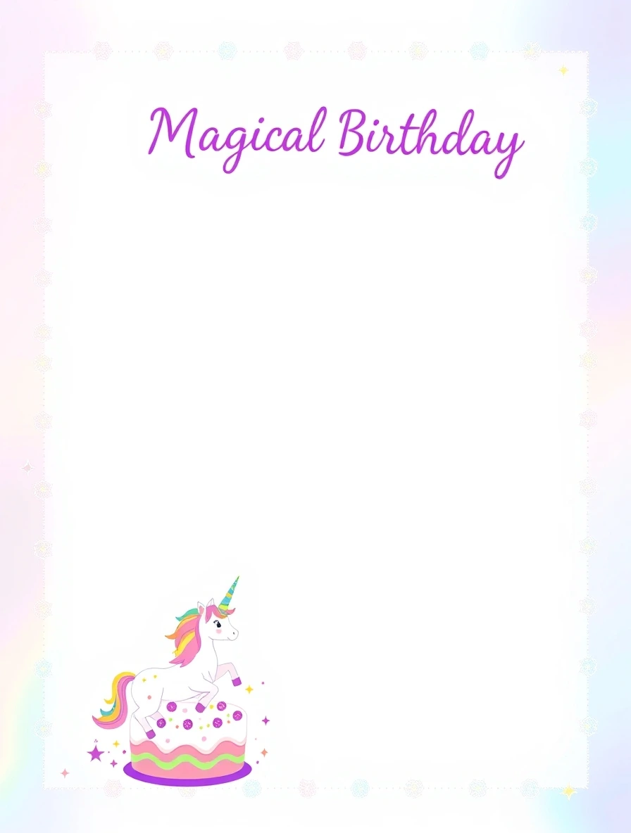Pastel Unicorn Birthday Wishes — Birthday Letter template