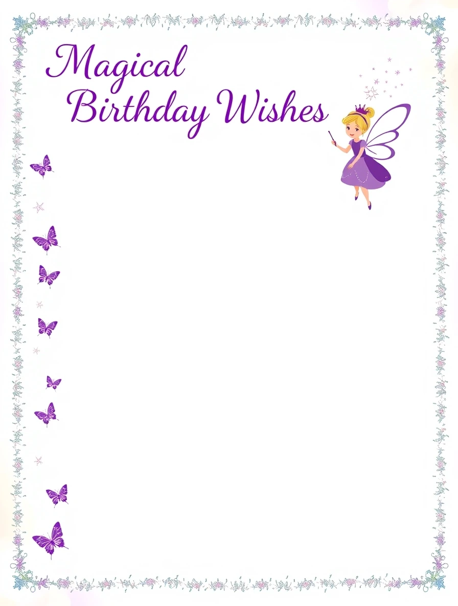 Purple Fairy Butterfly Birthday Wishes — Birthday Letter template