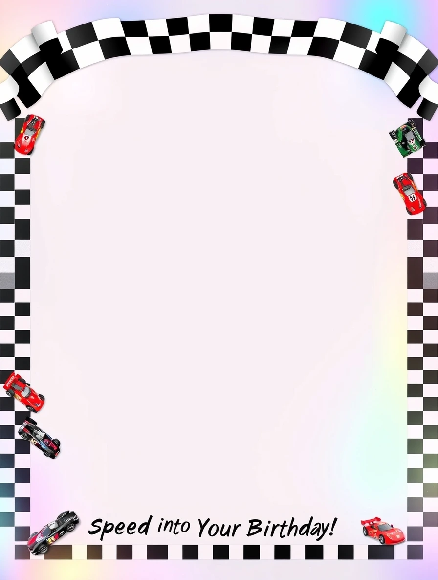 Racing Checkered Flag Birthday Border — Birthday Letter template