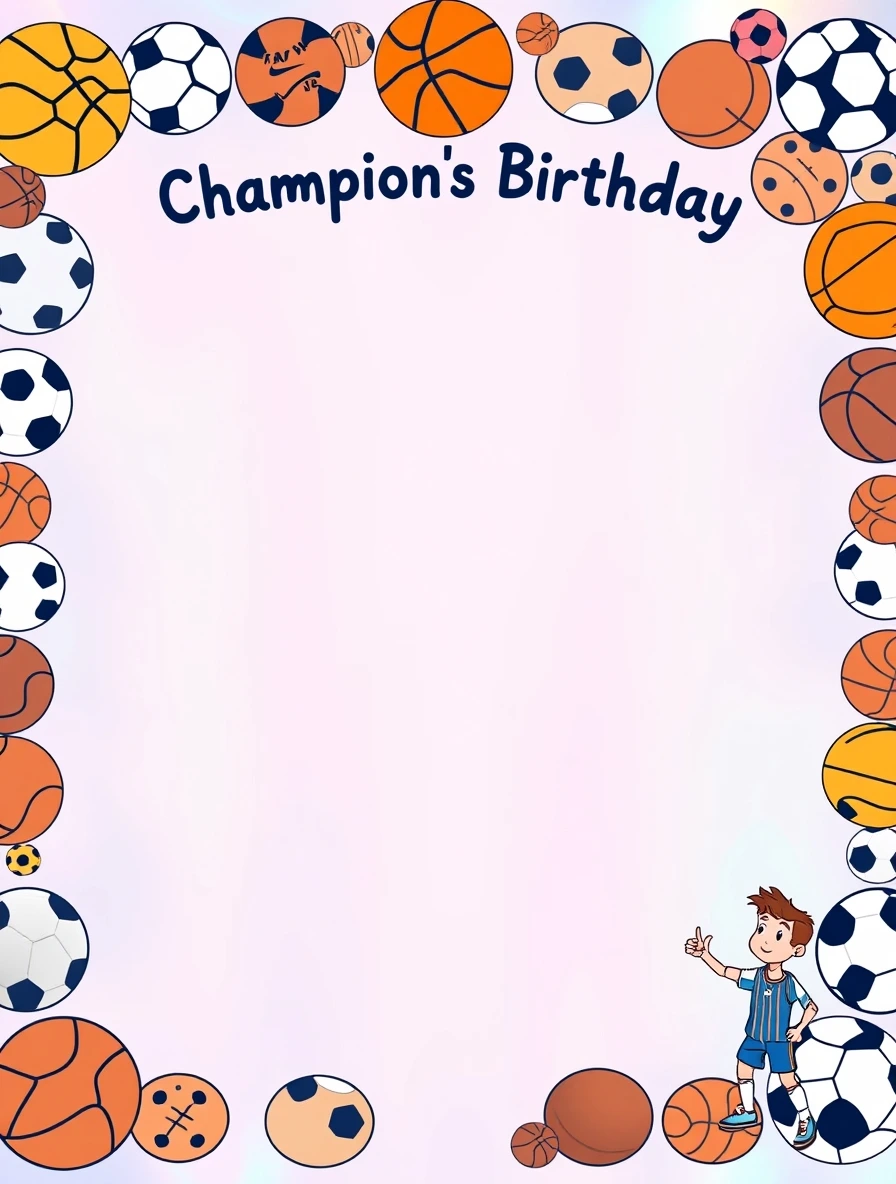 Sports Ball Champion Birthday Circle — Birthday Letter template