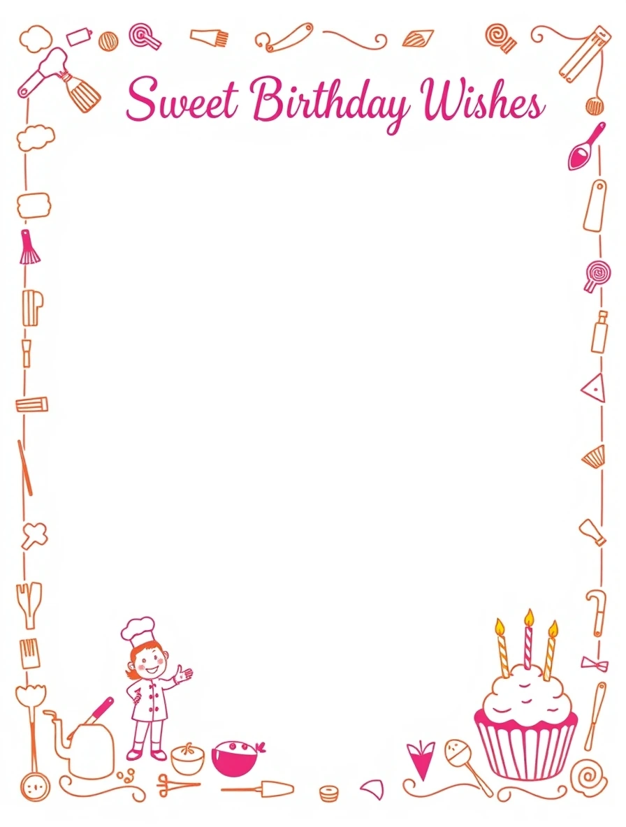 Sweet Baking Birthday Utensils Design — Birthday Letter template