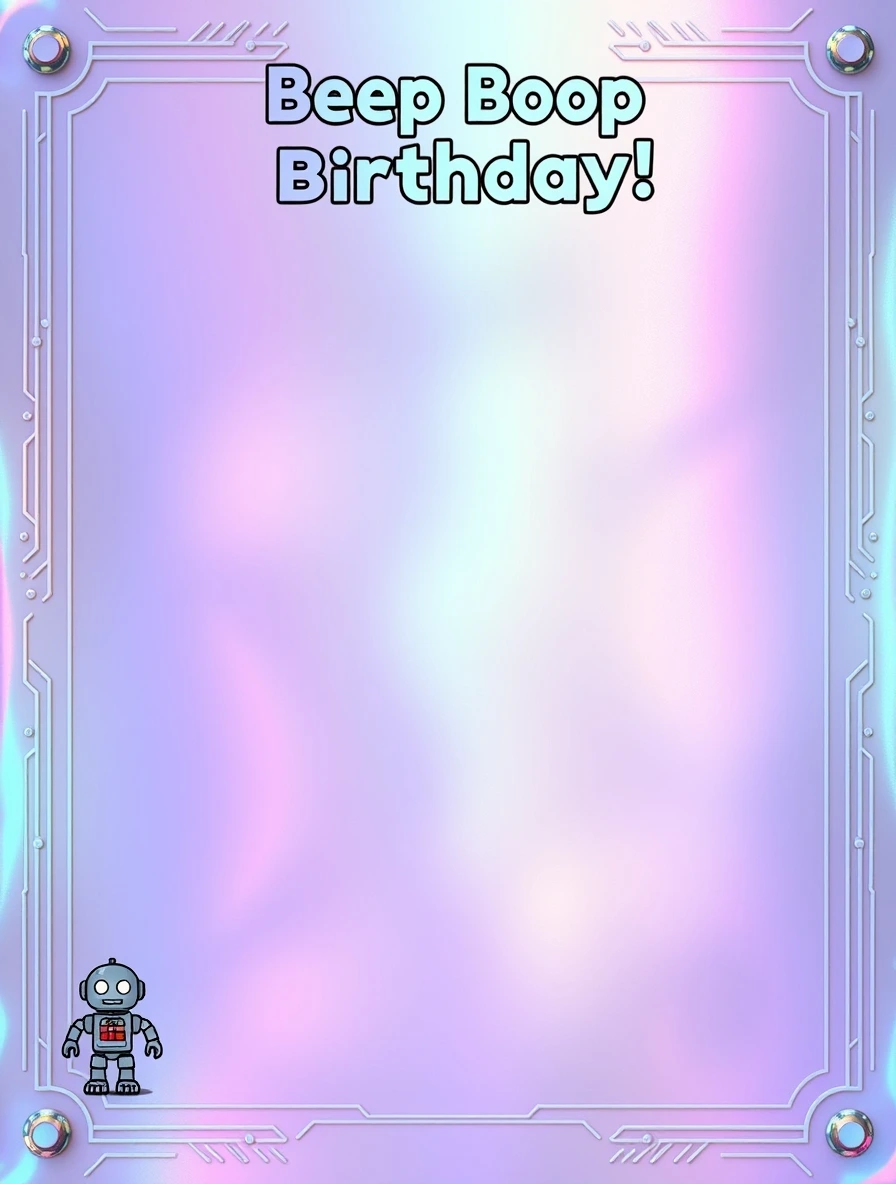 Tech Robot Holographic Birthday Frame — Birthday Letter template