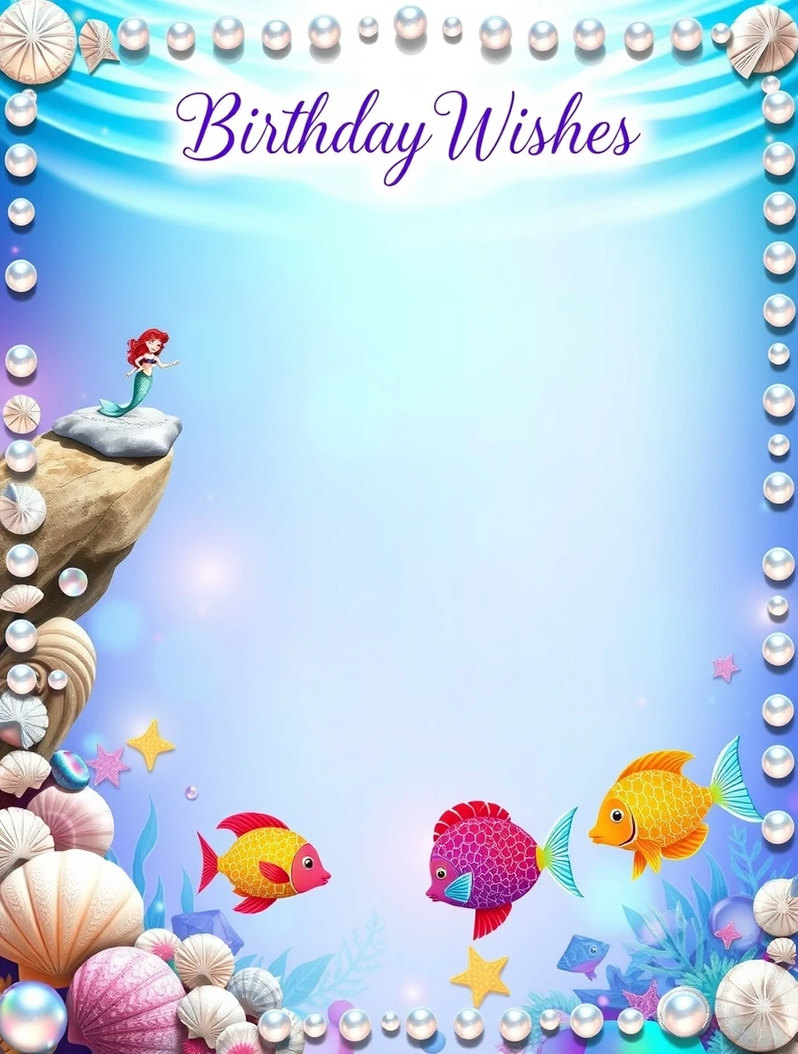 Underwater Mermaid Rock Birthday Scene — Birthday Letter template