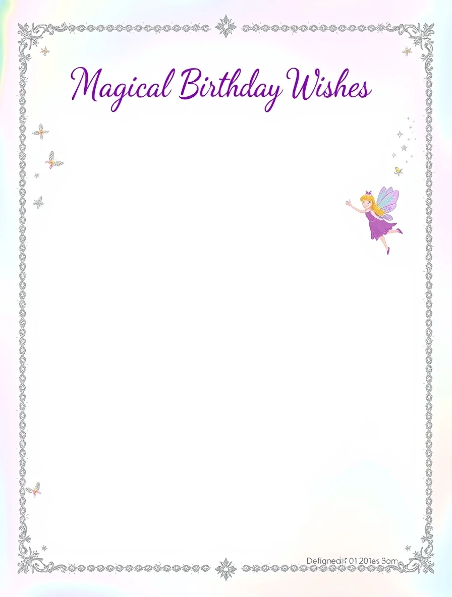 Elegant Fairy Birthday Silver Frame — Birthday Letter template