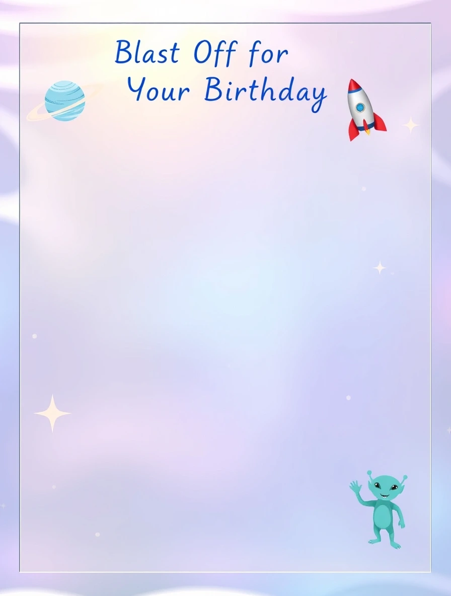 Friendly Alien Space Birthday Frame — Birthday Letter template