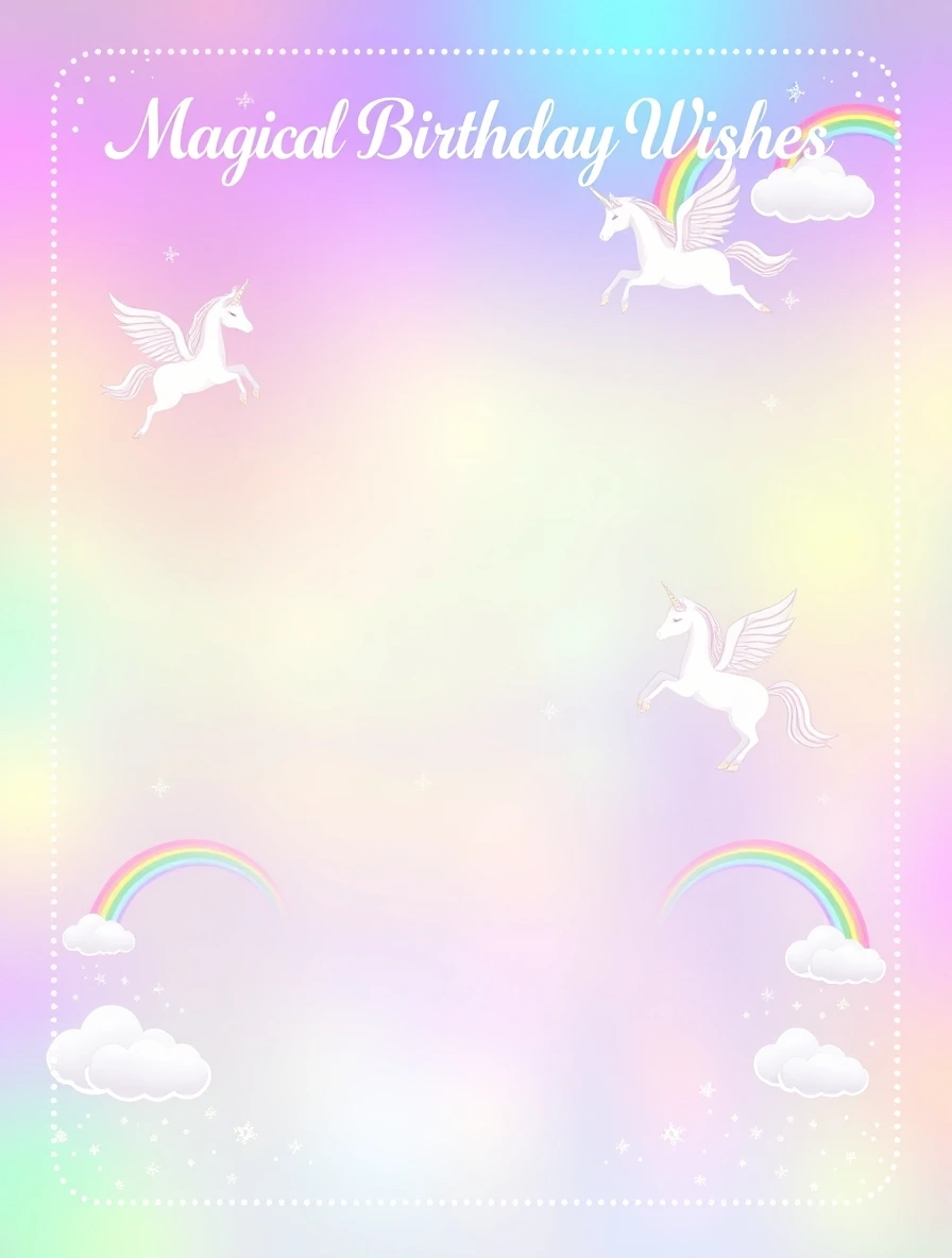 Magical Flying Unicorns Pastel — Birthday Letter template