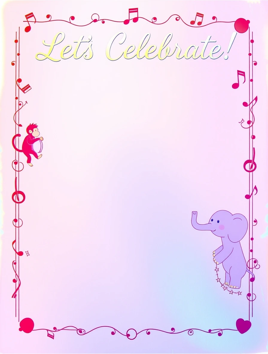 Musical Animal Friends Celebration Border — Birthday Letter template