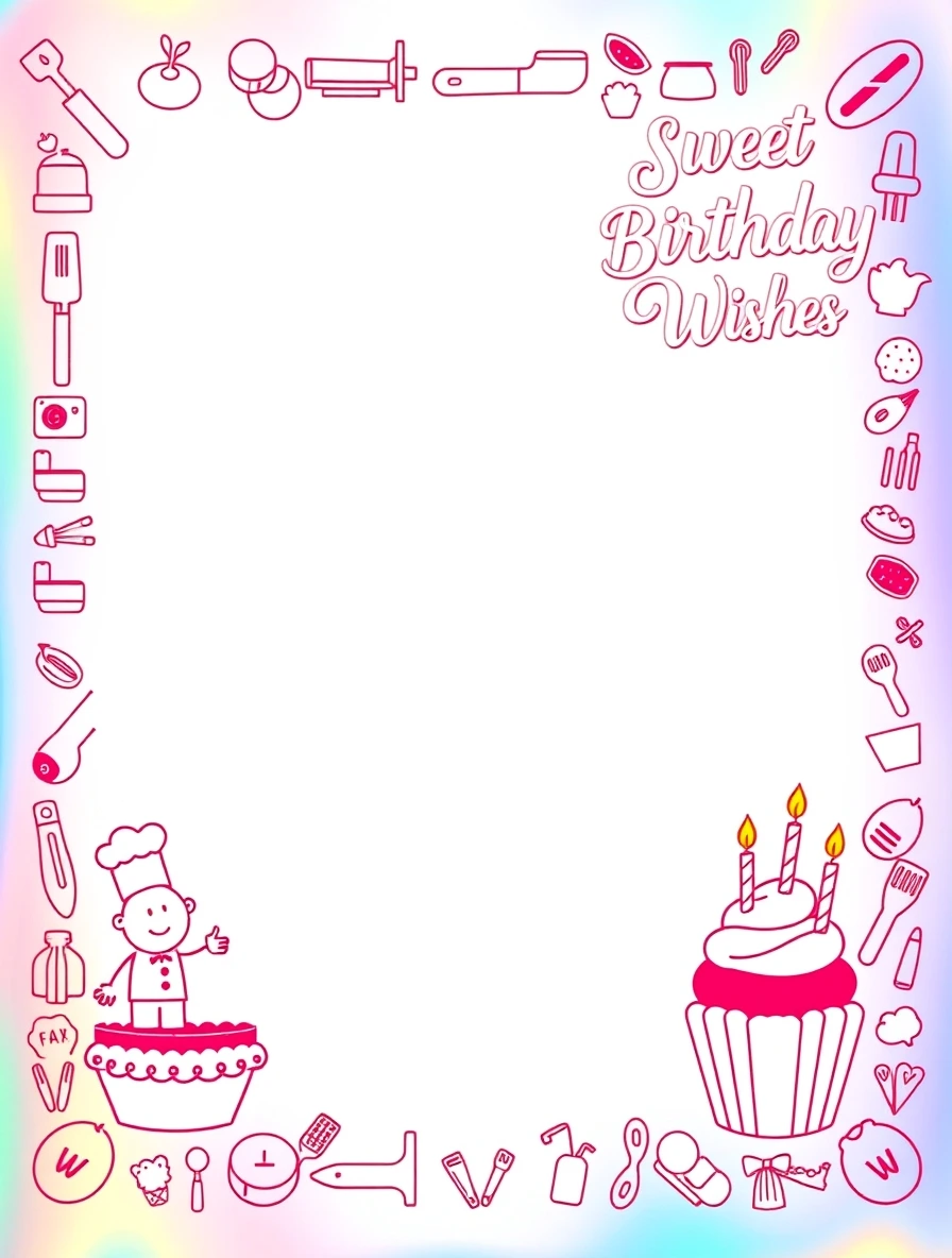 Pink Baking Tools Birthday Frame — Birthday Letter template
