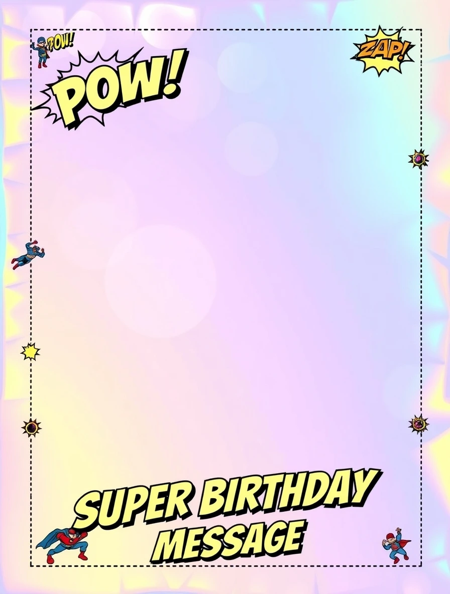 Pow Zap Superhero Birthday Border — Birthday Letter template