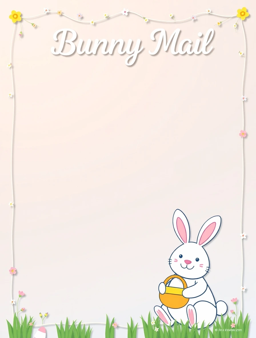 Bunny Mail With Floral String Lights — Easter Bunny Letter template
