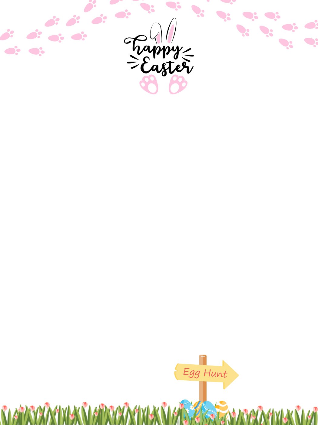 Bunny Paw Prints And Egg Hunt — Easter Bunny Letter template