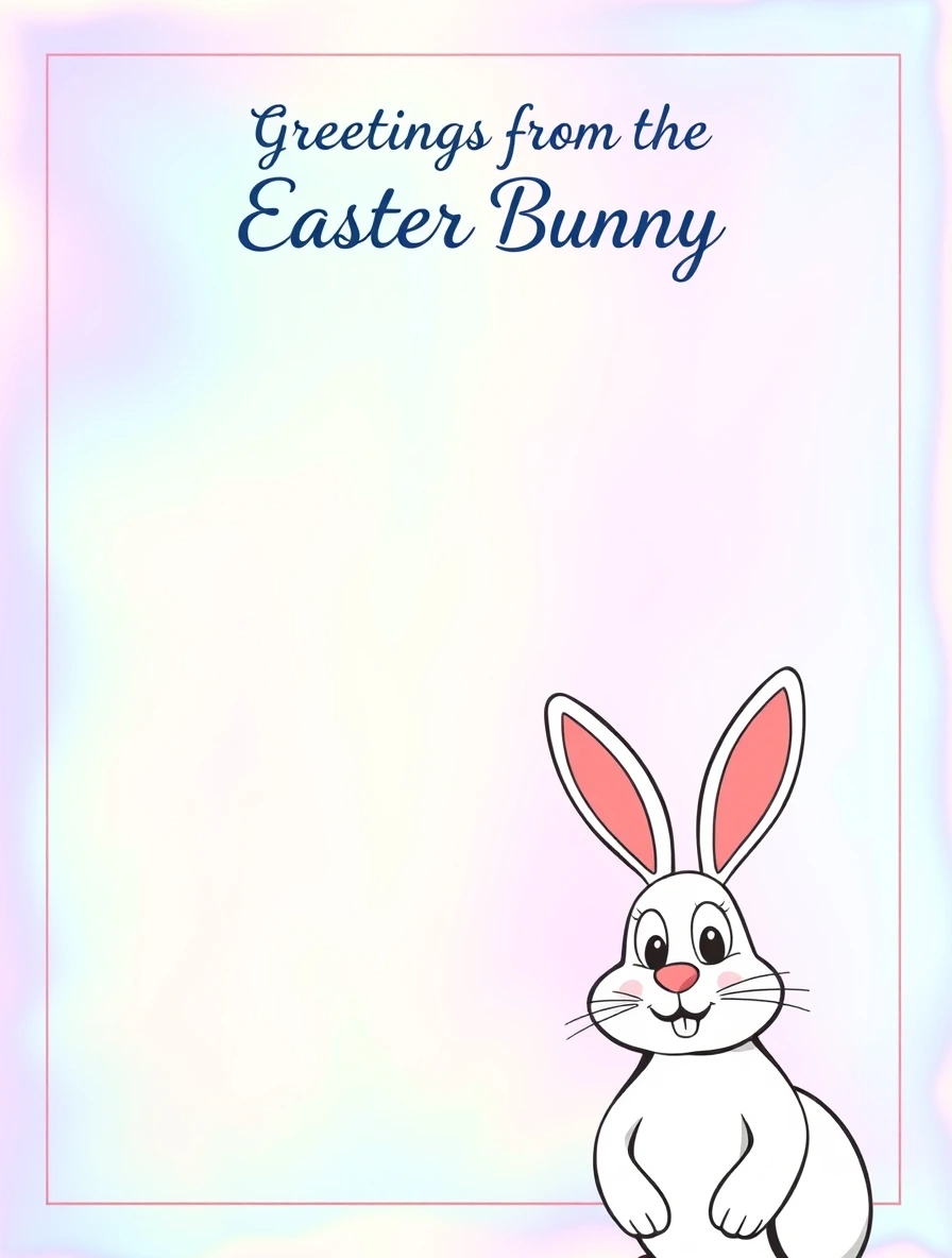 Cartoon Bunny With Pastel Frame Design — Easter Bunny Letter template