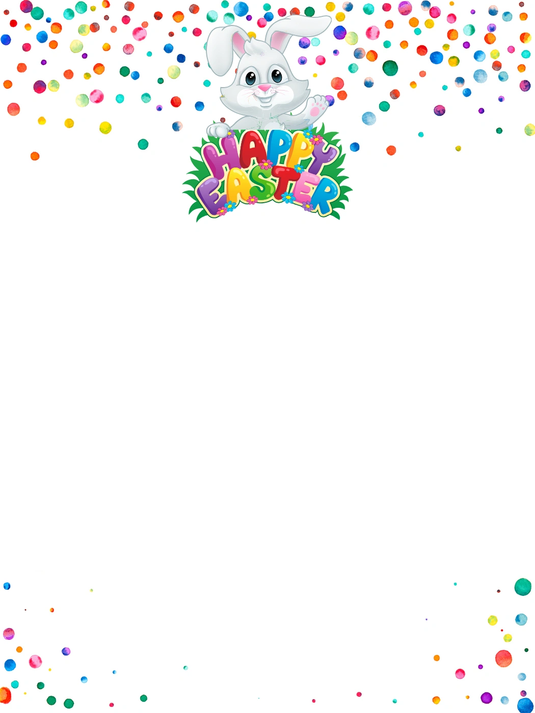 Cheerful Bunny Easter Confetti Splash — Easter Bunny Letter template