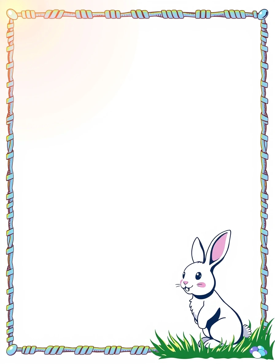Colorful Twisted Ribbon Frame With Bunny — Easter Bunny Letter template