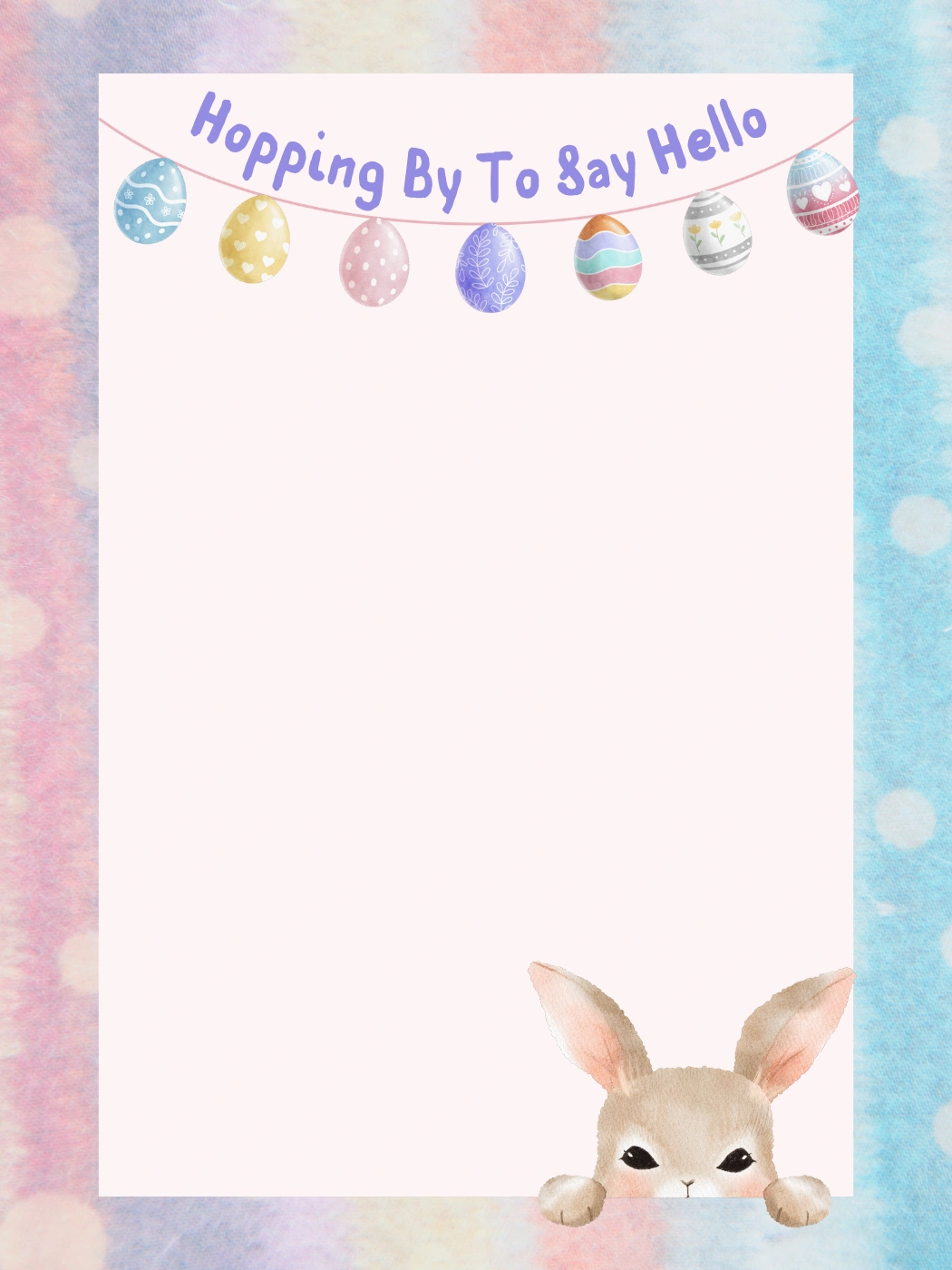 Egg Garland Bunny Hello Message — Easter Bunny Letter template