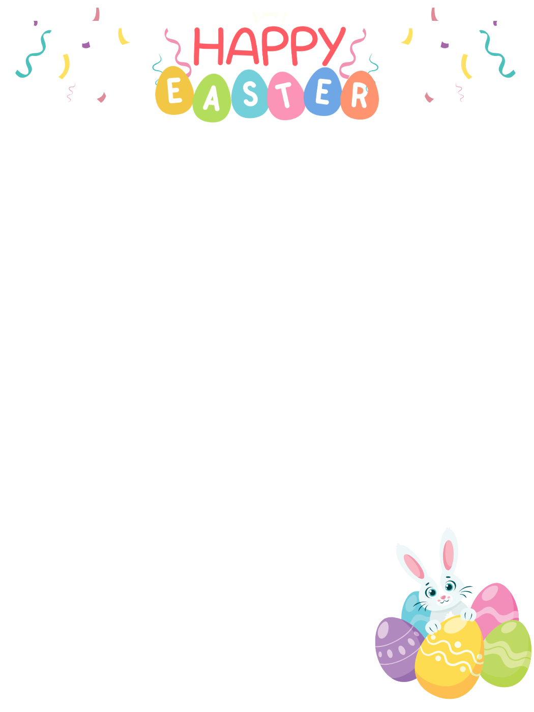Festive Easter Eggs With Confetti Design — Easter Bunny Letter template