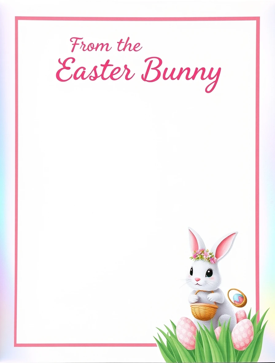 Flower Crown Bunny With Easter Basket — Easter Bunny Letter template