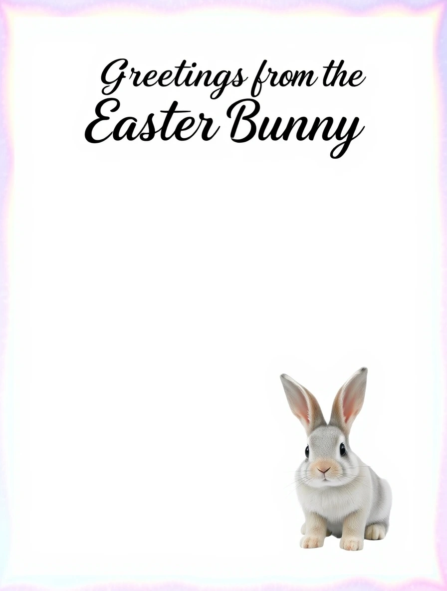 Gray Bunny With Pink Border — Easter Bunny Letter template