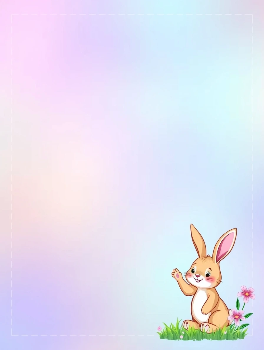 Minimalist Pastel Gradient With Waving Bunny — Easter Bunny Letter template