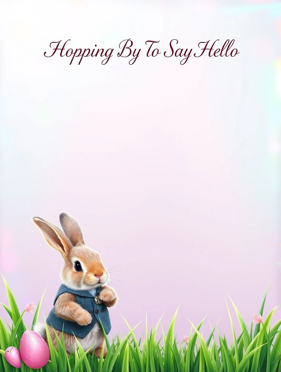 Peter Rabbit Style Blue Coat Bunny — Easter Bunny Letter template