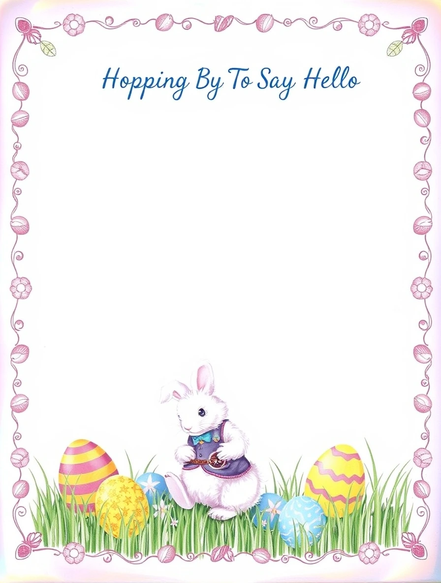 Pink Border With Dressed Bunny — Easter Bunny Letter template