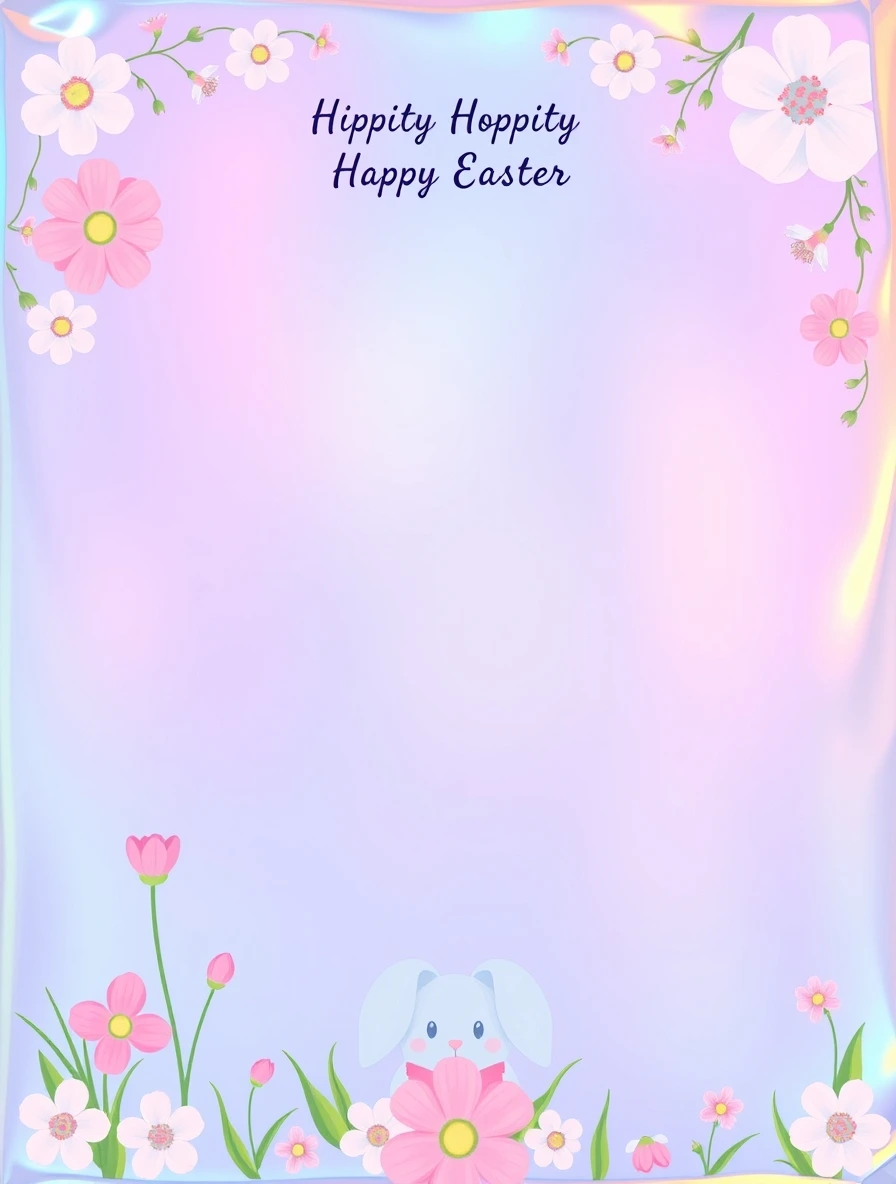 Purple Floral Frame With Hiding Bunny — Easter Bunny Letter template