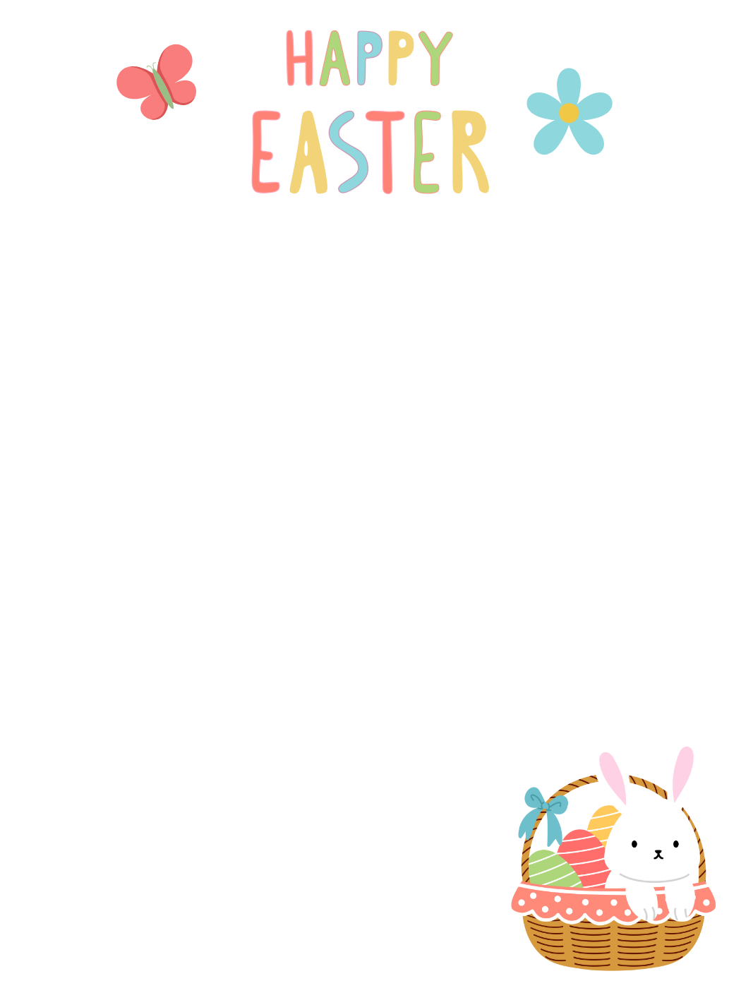 Spring Bunny Basket With Butterfly Design — Easter Bunny Letter template