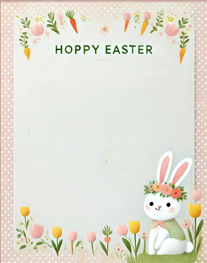 Tulips And Carrots With Floral Bunny — Easter Bunny Letter template