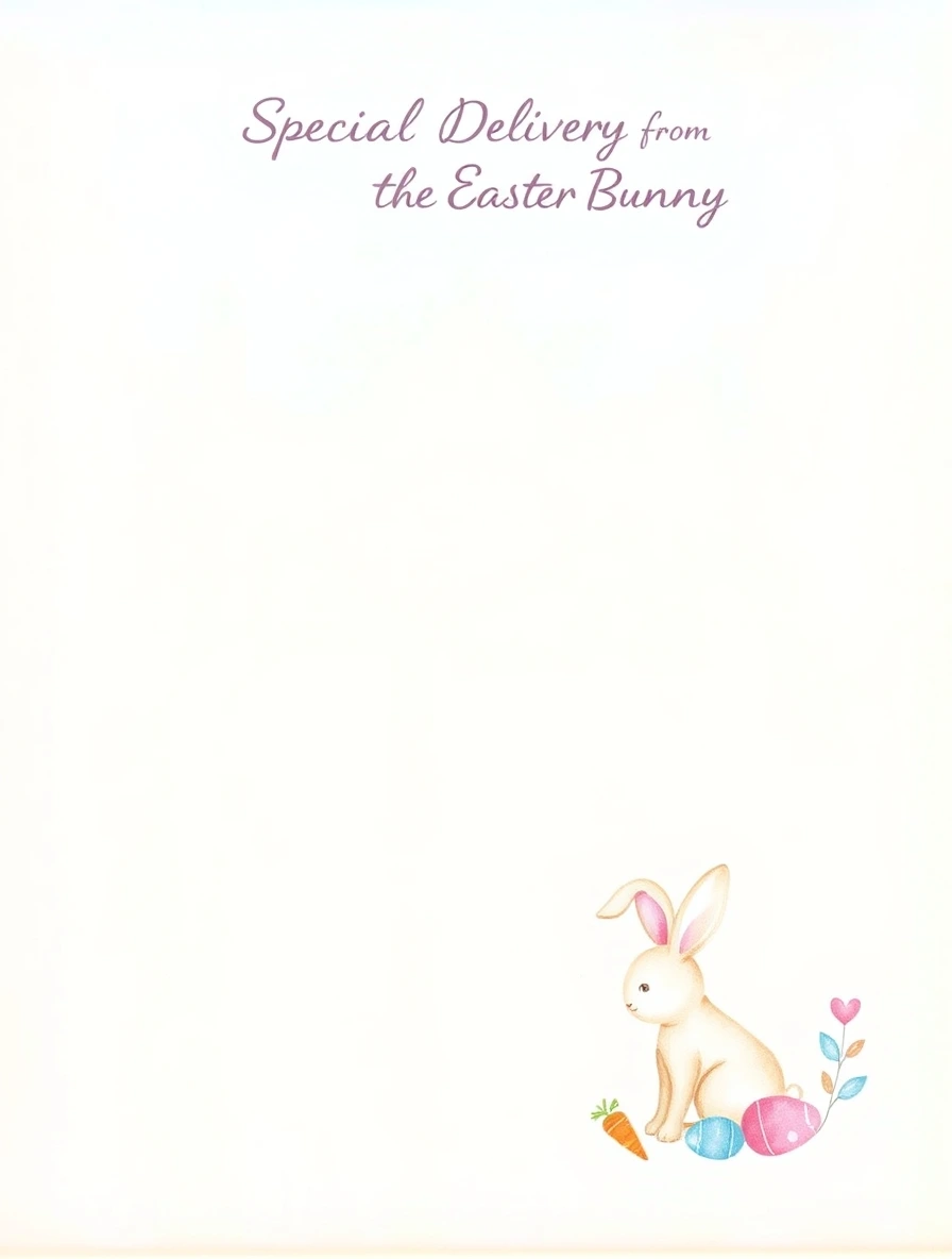 Watercolor Bunny With Eggs And Carrot — Easter Bunny Letter template