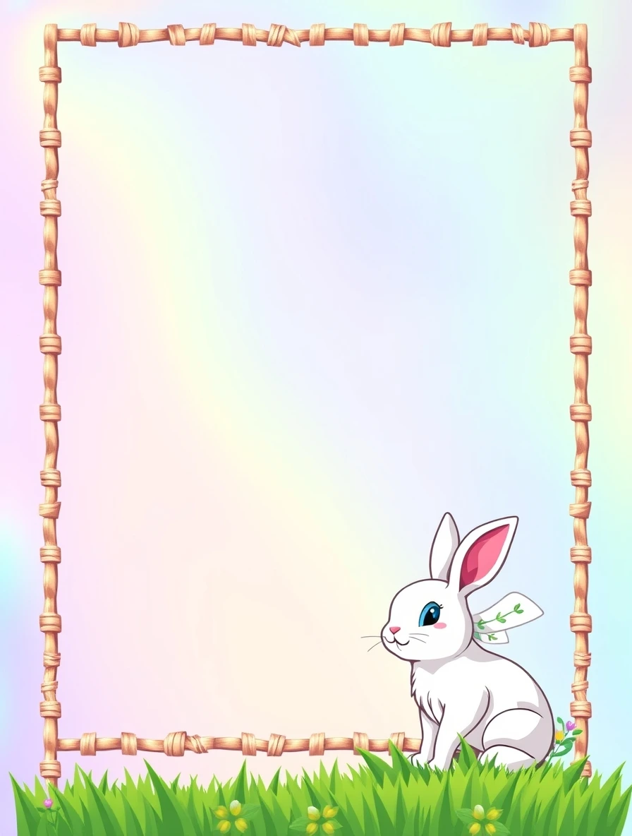 Woven Basket Frame With Spring Bunny — Easter Bunny Letter template
