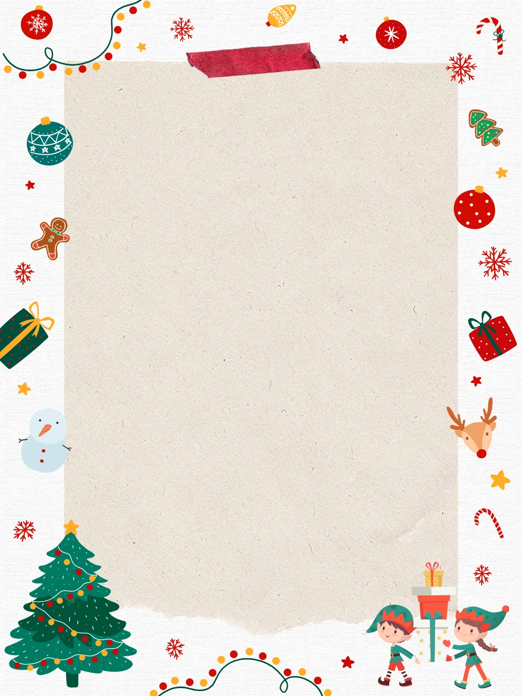 Christmas With Elves Border — Elf Letter template