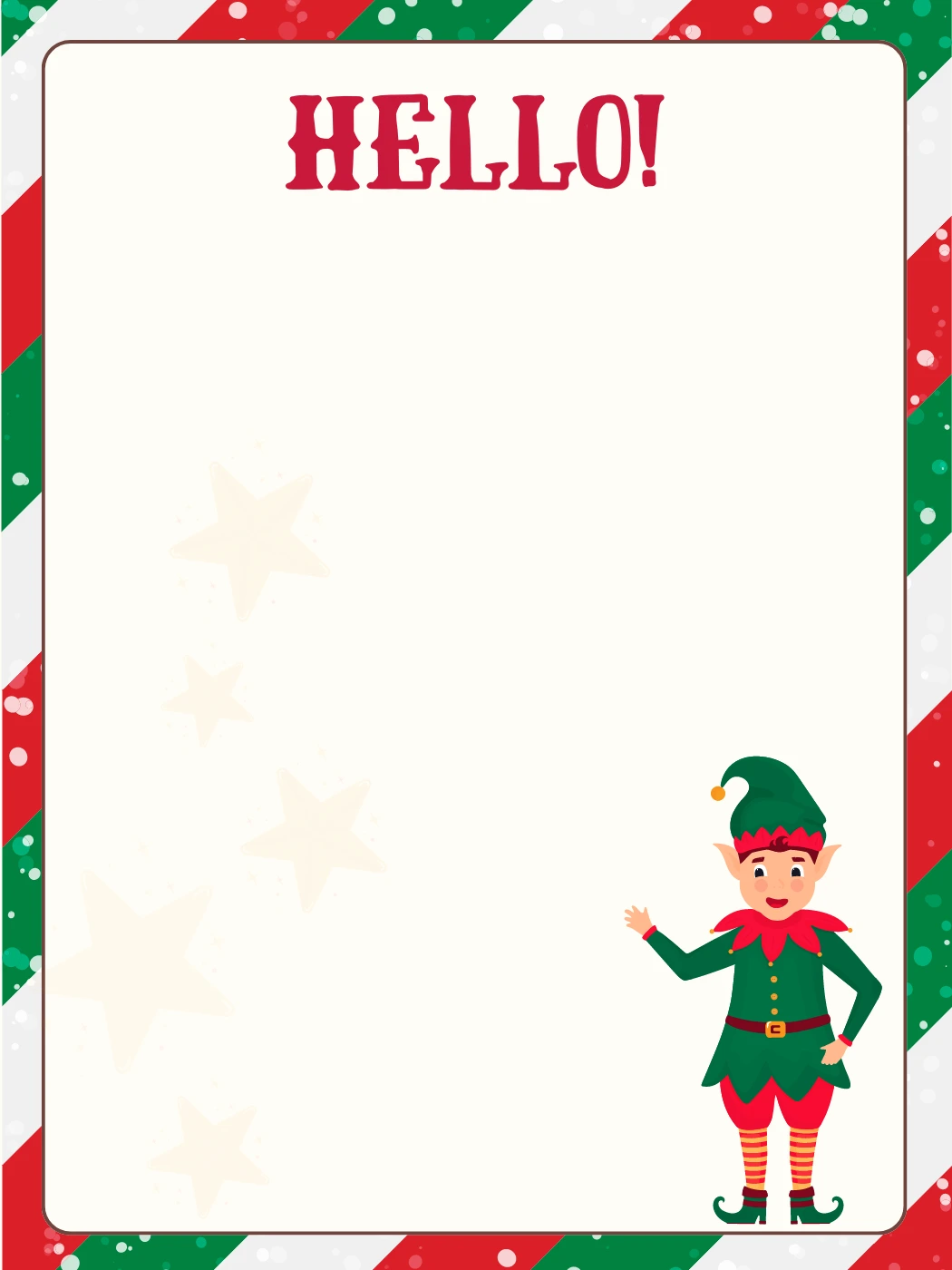Elf Arrival Cheerful Elf Stars — Elf Letter template