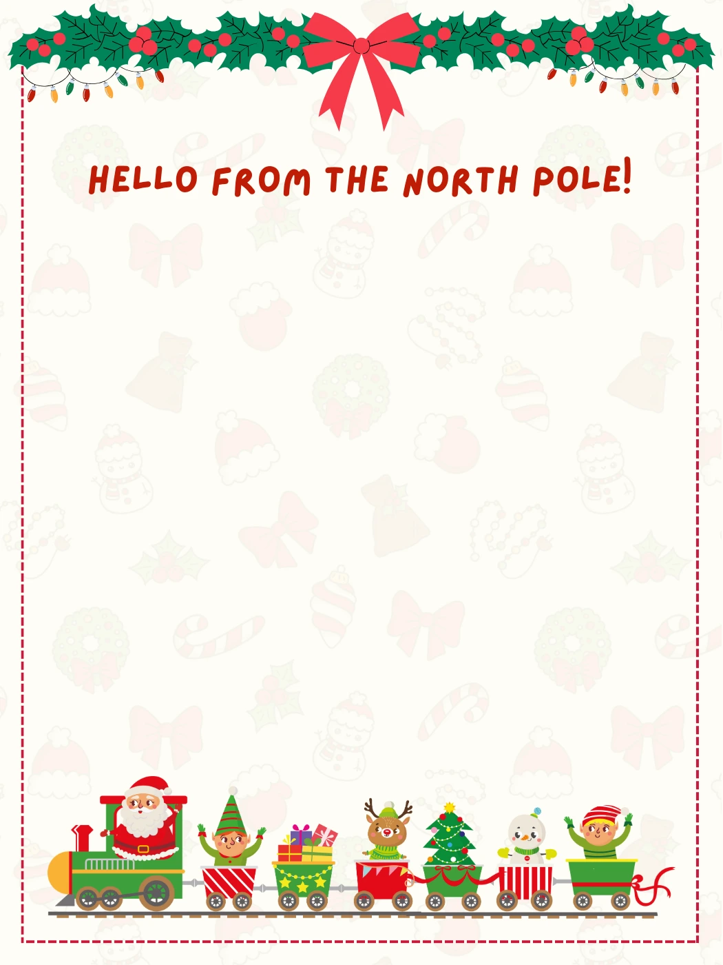 Elf Arrival Playful Christmas Train Design — Elf Letter template