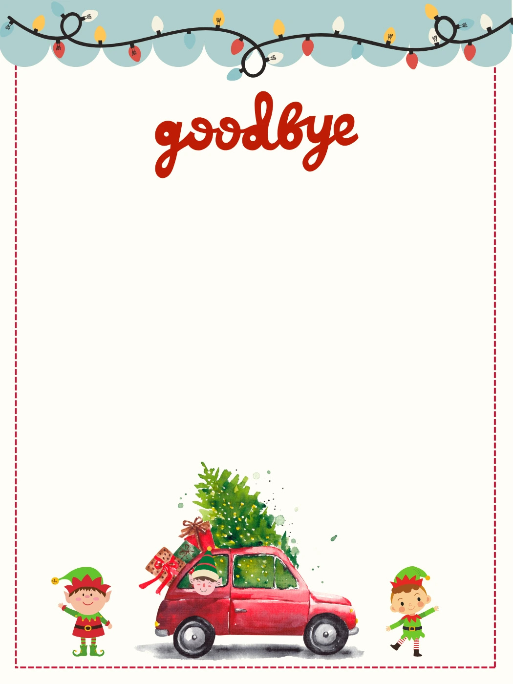 Goodbye Elf Car — Elf Letter template