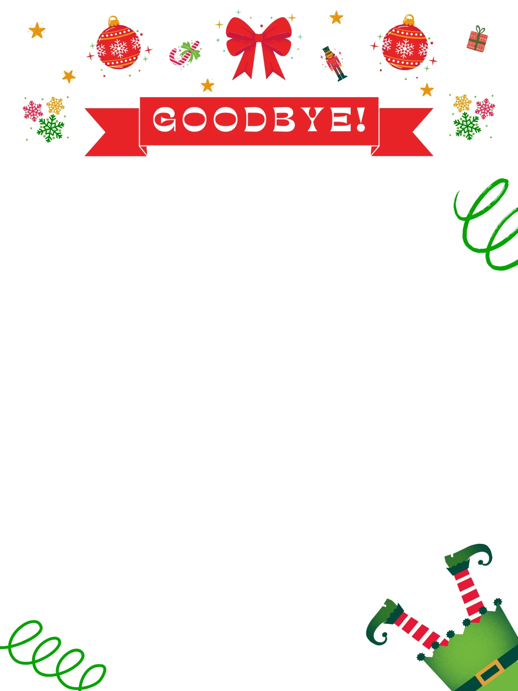Goodbye Elf Ornaments — Elf Letter template