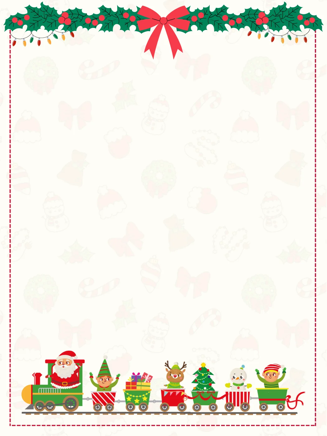 Holiday Train Elf Christmas Border — Elf Letter template