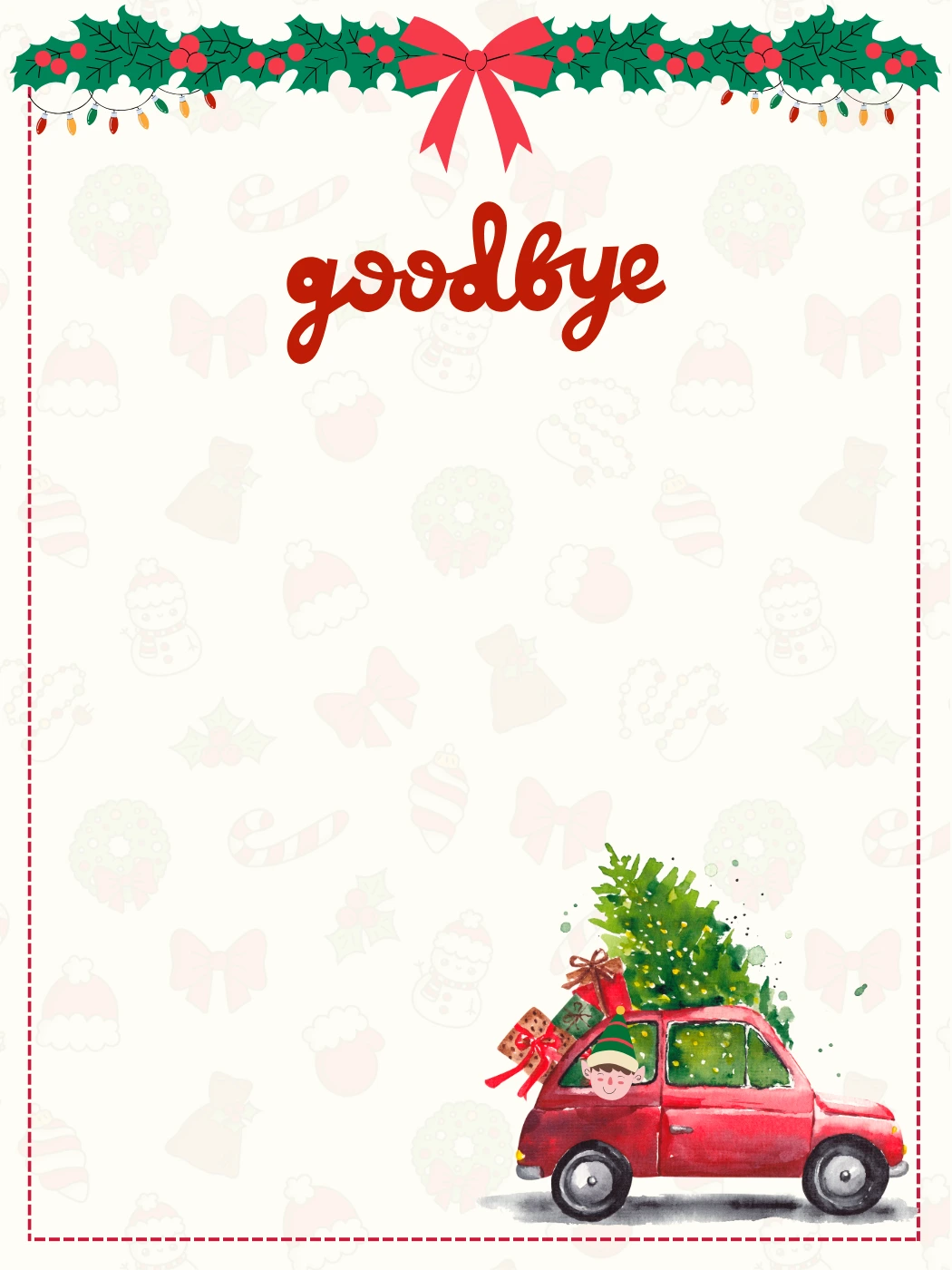 North Pole Elf Departure Christmas Car — Elf Letter template