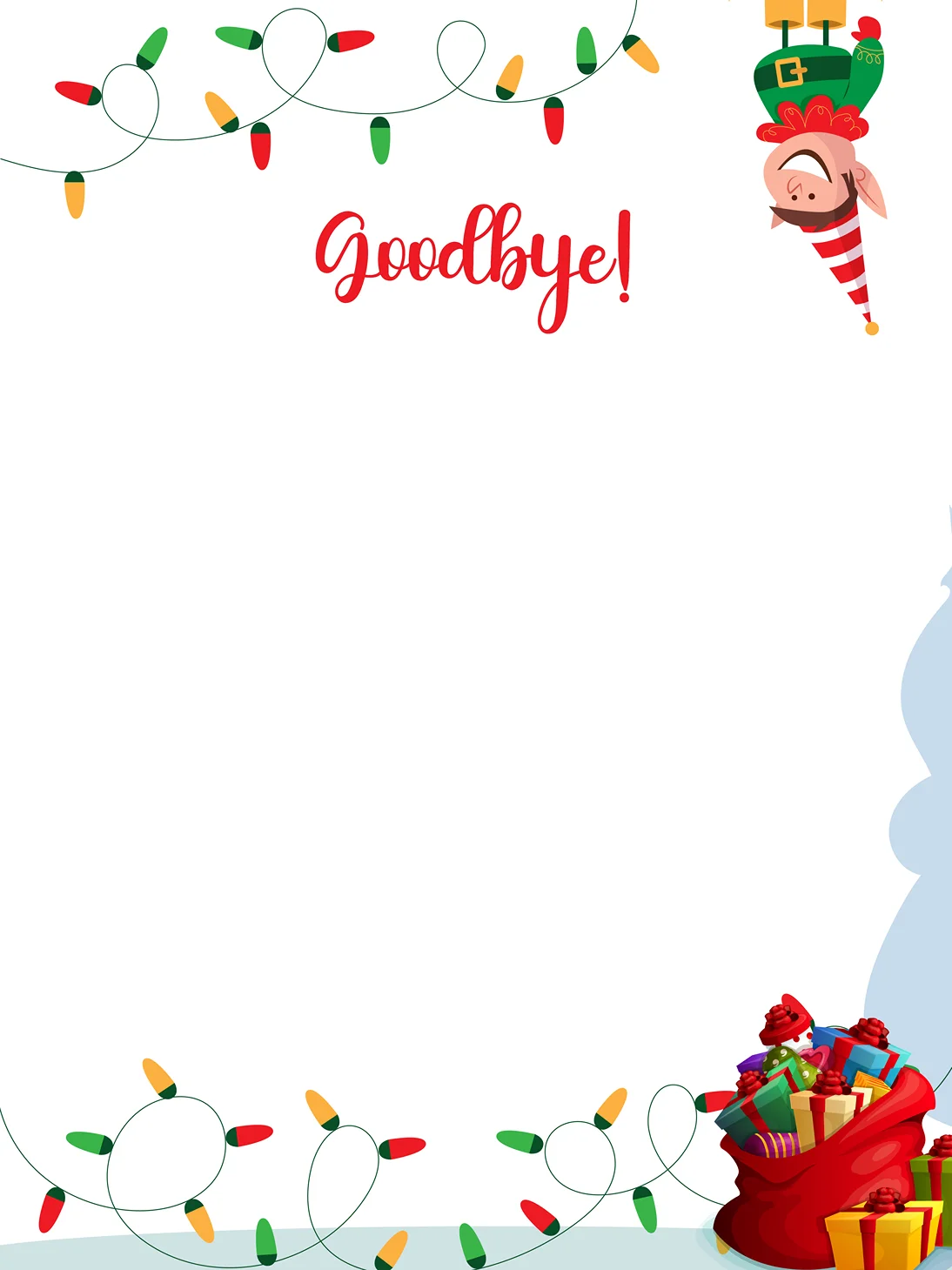 Playful Elf Goodbye — Elf Letter template
