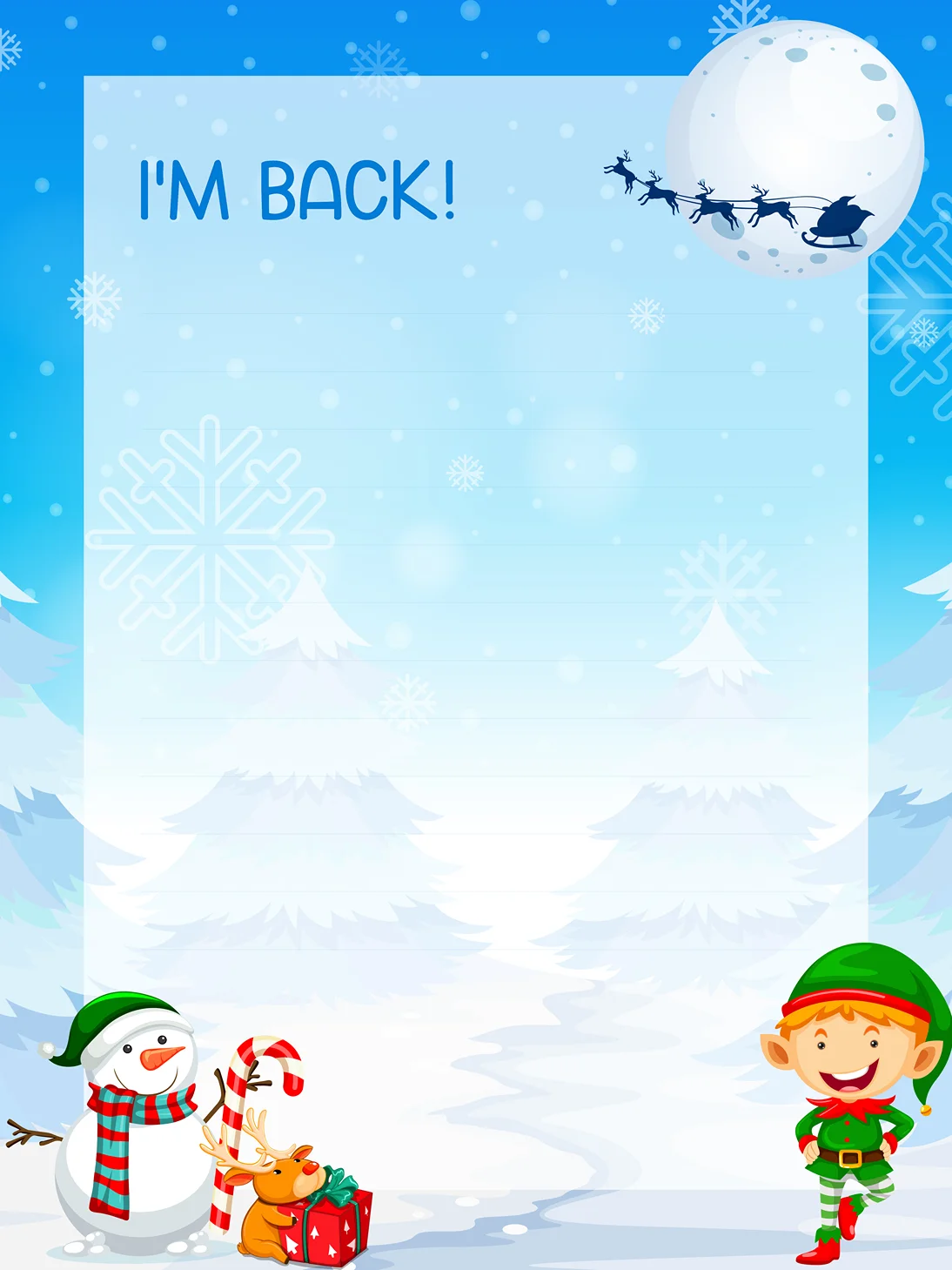Snowy Elf Return — Elf Letter template