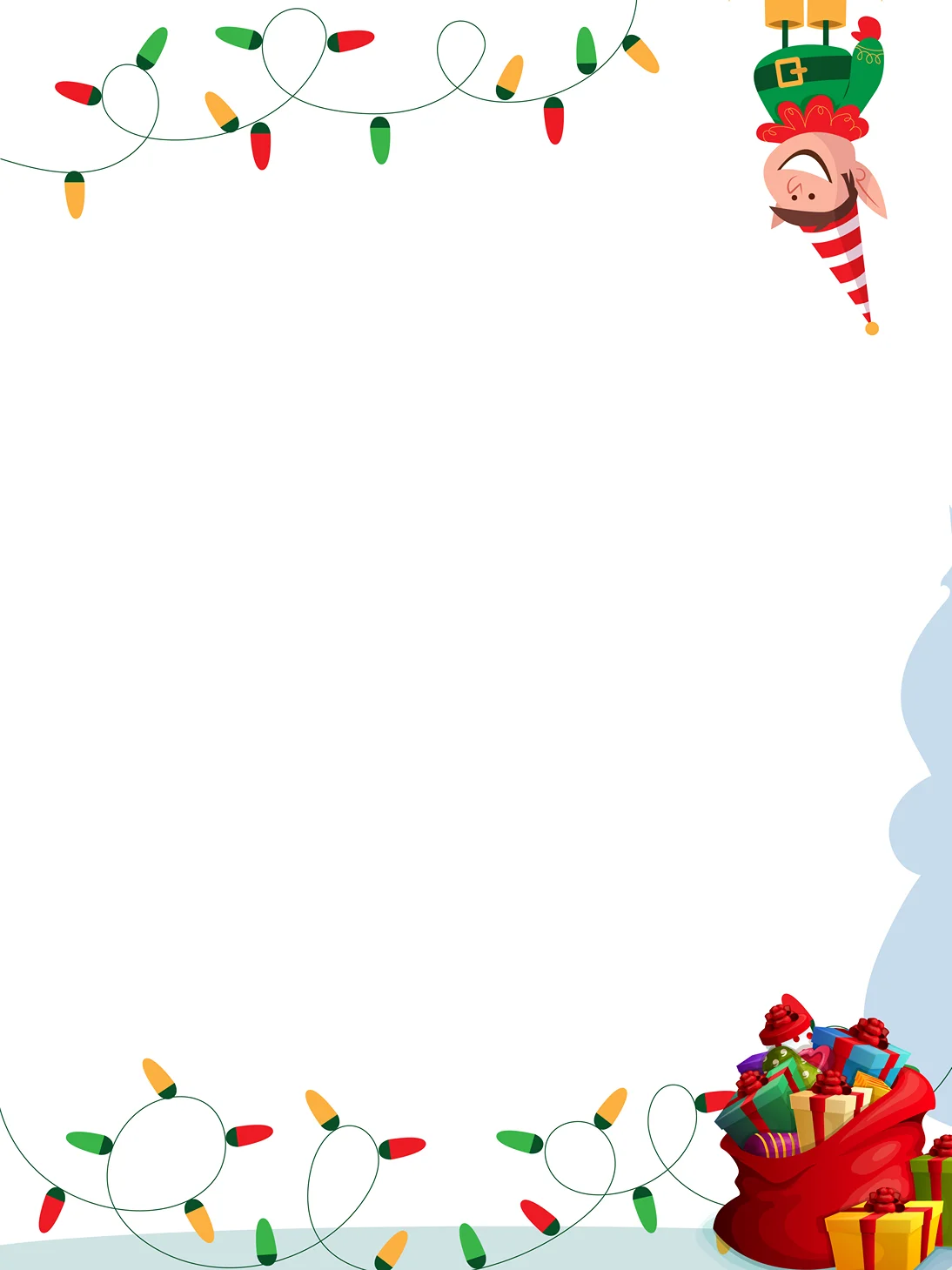 Upside Down Elf With Gifts — Elf Letter template
