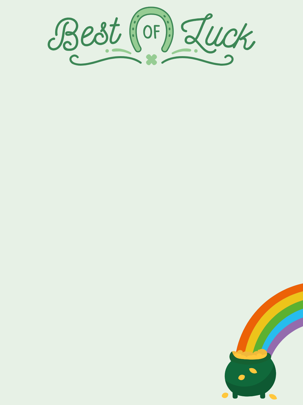 Best Of Luck Horseshoe With Rainbow Pot — Leprechaun Letter template