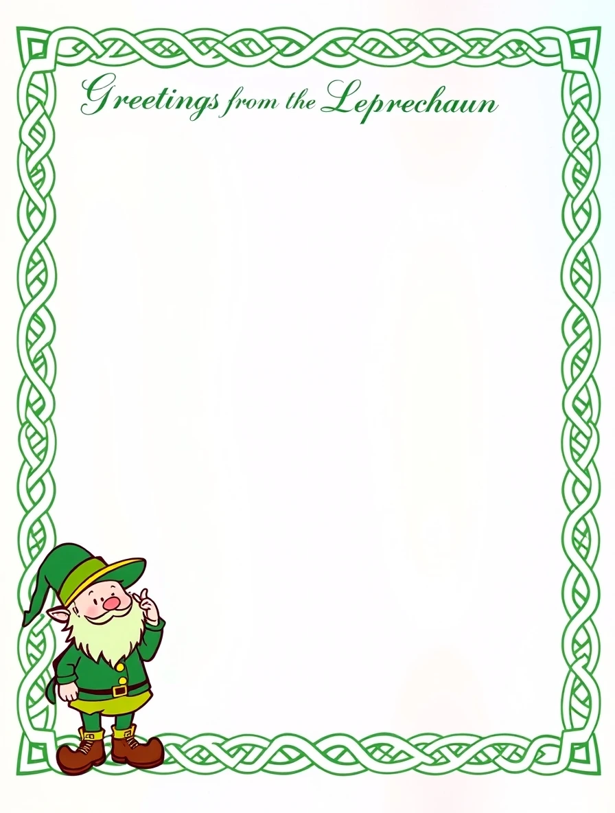 Celtic Knot Frame With Pointing Leprechaun — Leprechaun Letter template